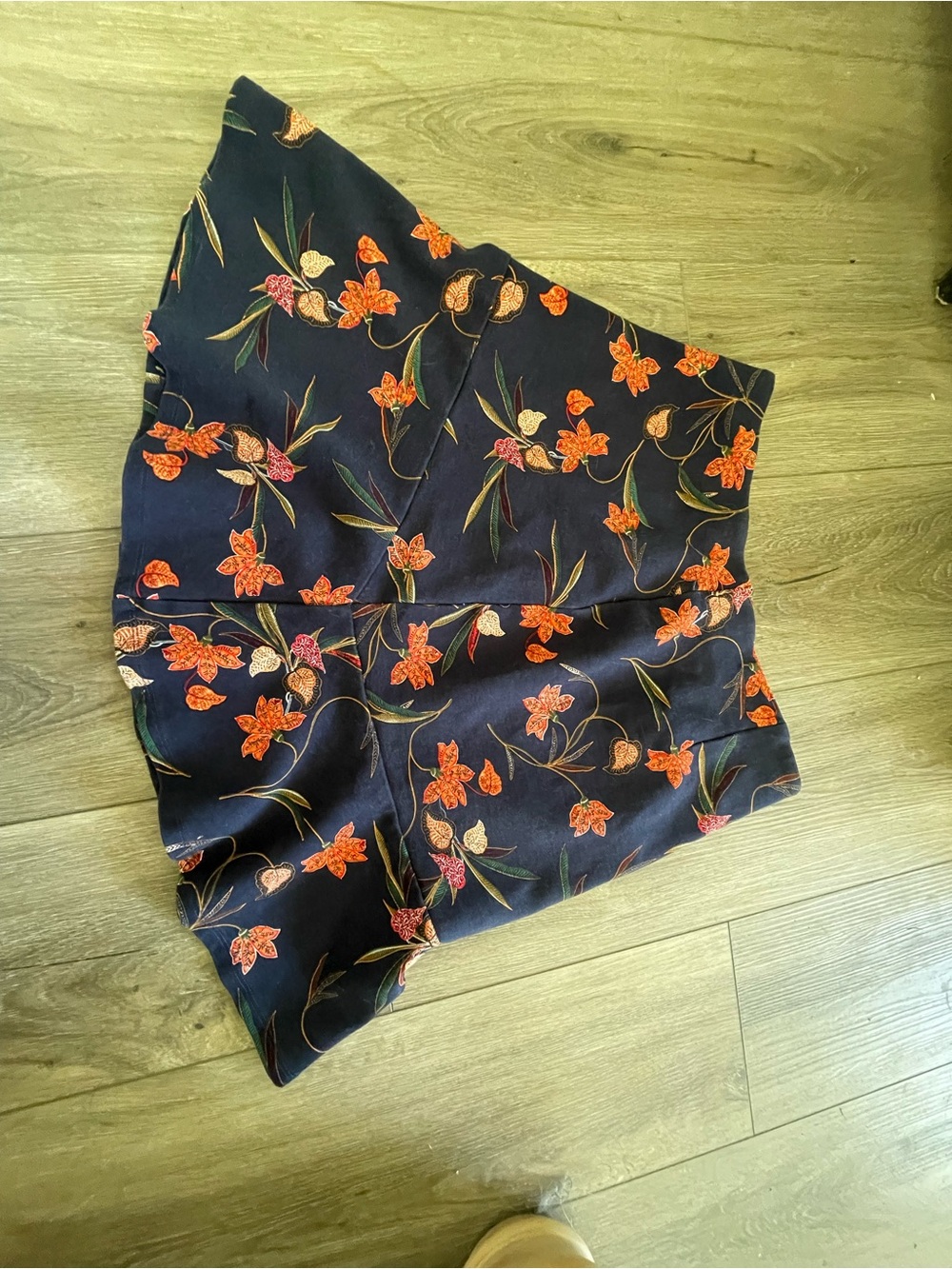 LOFT Navy Floral A-Line Skirt for Work Office School College